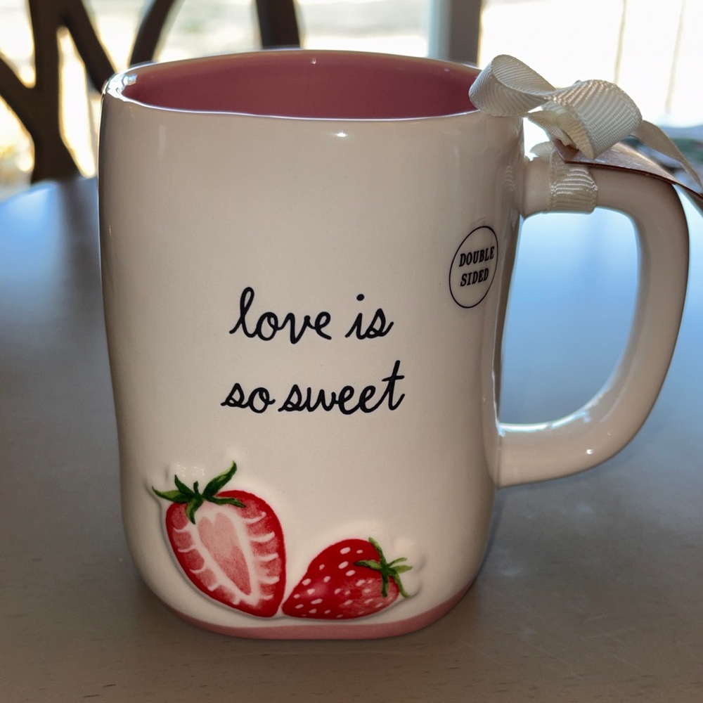 Rar Dunn Love Is So Sweet Mug - Pink and White